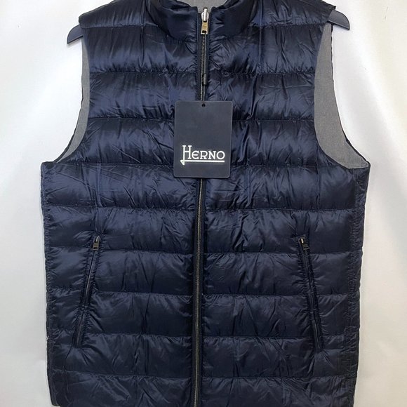 Herno mens size 48 reversible vest Navy/Grey PI0305U